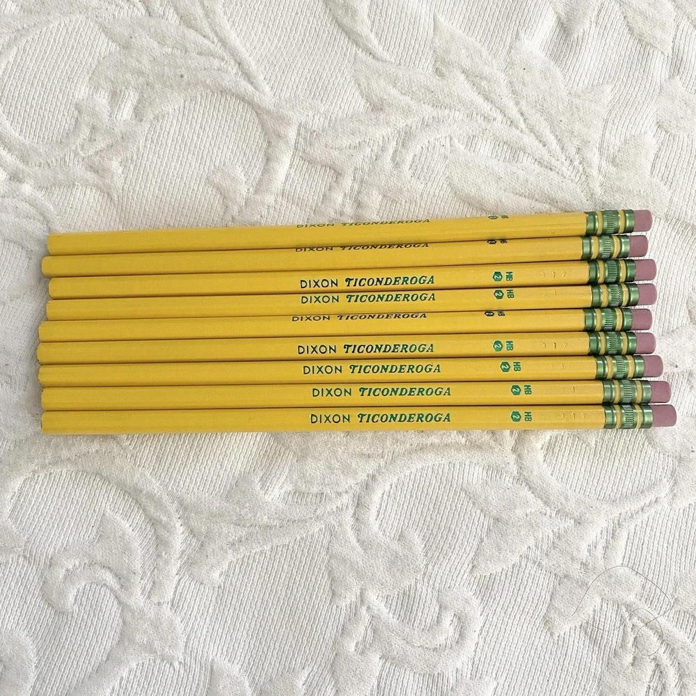 Lot of 9 Ticonderoga Dixon #2 Pencils HB‎ Yellow New No Box